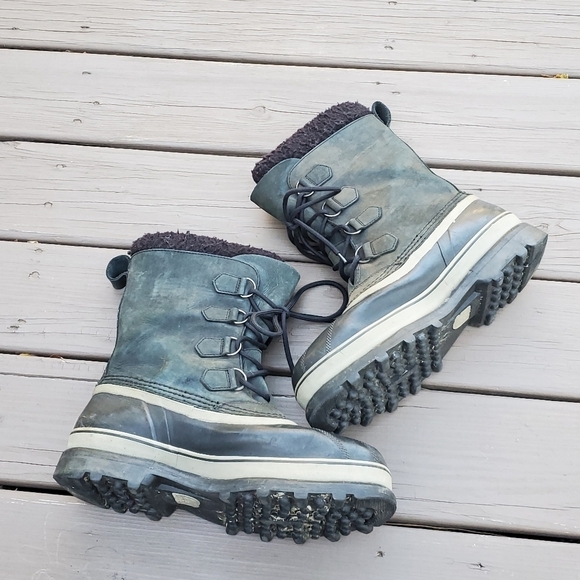 Sorel Caribou Black Leather Iconic Winter Snow Duck Boots Waterproof 12 - Picture 4 of 7